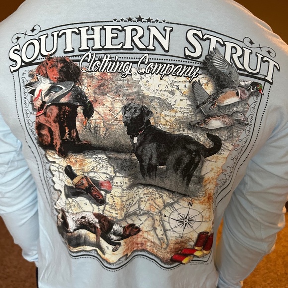 Comfort Colors Southern Strut Clothing Company Men's Sky Blue Long Sleeve - Picture 3 of 8